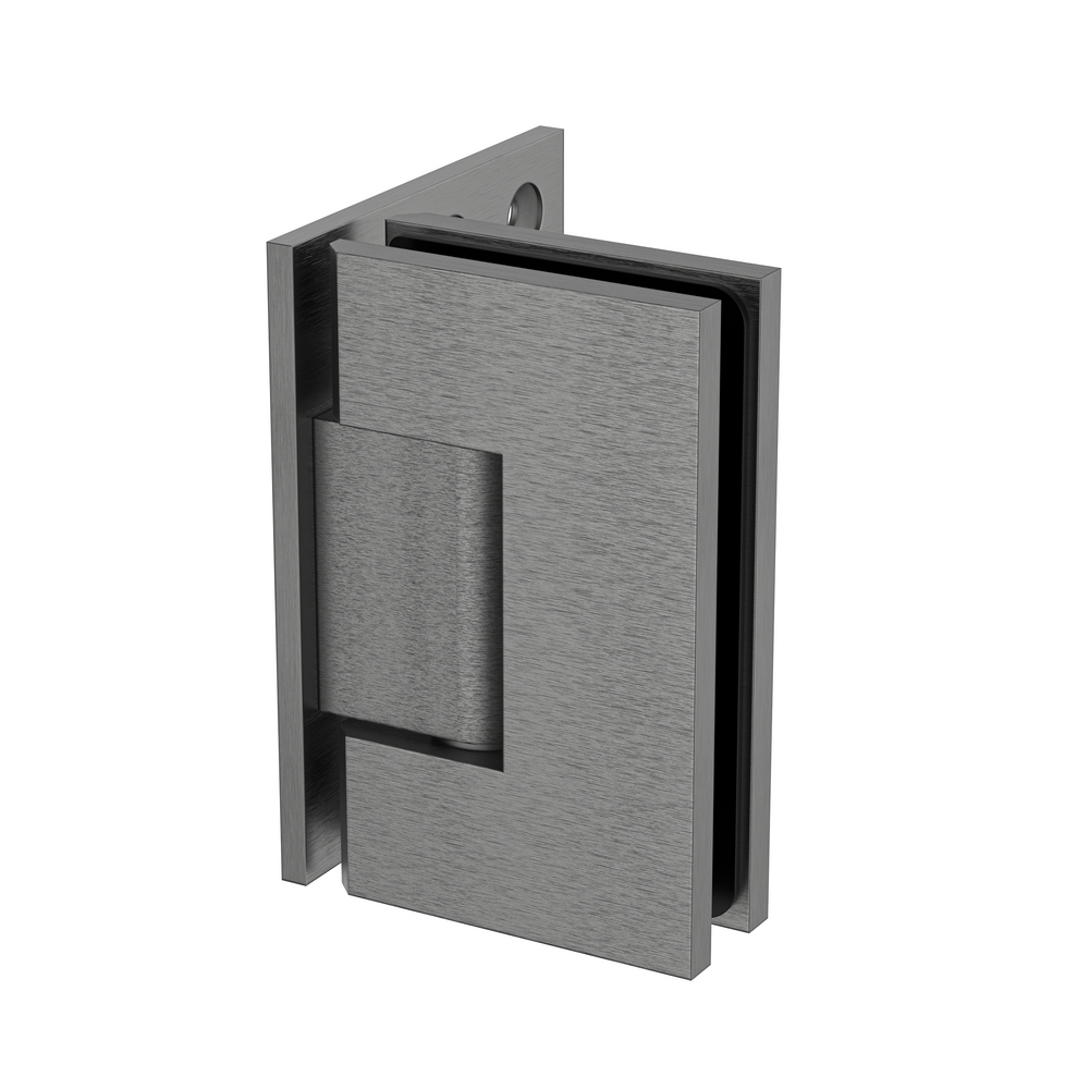 Boston Wall to Glass Hinge with XL Type L Mounting Plate  Brushed Gun Metal