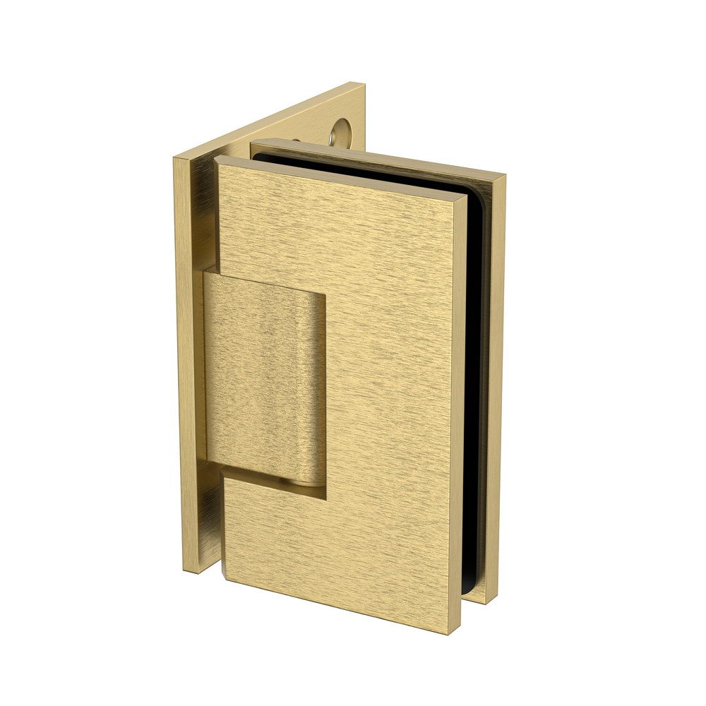 Boston Wall to Glass Hinge with XL Type L Mounting Plate Soft Gold Brushed