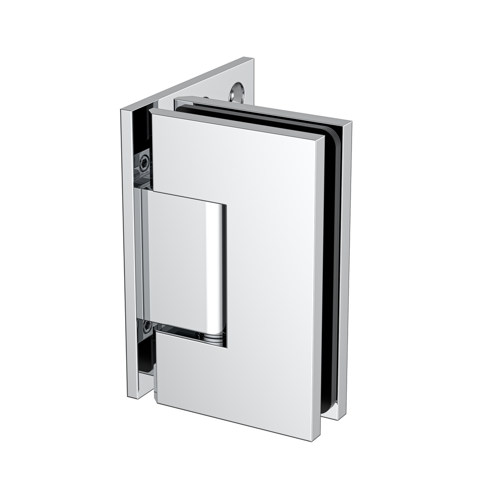 Boston Heavy Duty Wall to Glass Hinge with XL Type L Mounting Plate - Polished Chrome