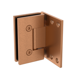 Boston Heavy Duty Wall to Glass Hinge with XL Type L Mounting Plate - Brushed Rose Gold