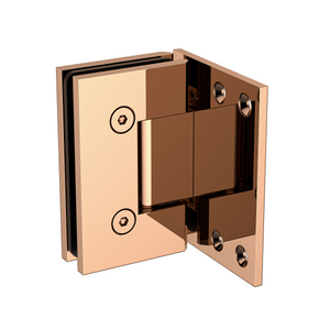 Boston Heavy Duty Wall to Glass Hinge with XL Type L Mounting Plate - Polished Rose Gold