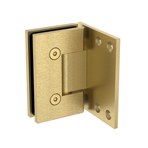 Boston Wall to Glass Hinge with XL Type L Mounting Plate Soft Gold Brushed