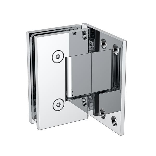 Boston Heavy Duty Wall to Glass Hinge with XL Type L Mounting Plate - Polished Chrome
