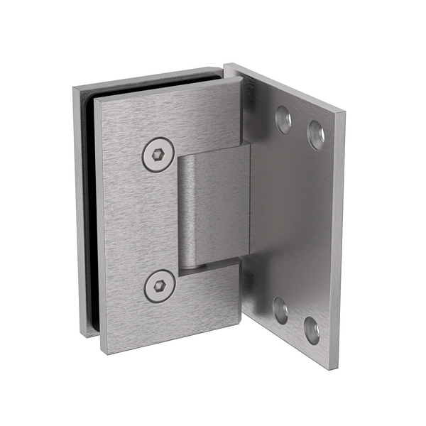 Boston Heavy Duty Wall to Glass Hinge with XL Type L Mounting Plate -Satin Nickel