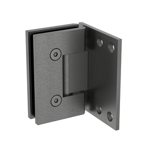 Boston Wall to Glass Hinge with XL Type L Mounting Plate  Brushed Gun Metal