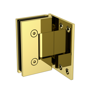 Boston Heavy Duty Wall to Glass Hinge with XL Type L Mounting Plate - Polished Gold