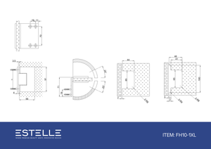 Boston Heavy Duty Wall to Glass Hinge with XL Type L Mounting Plate - Brushed Rose Gold