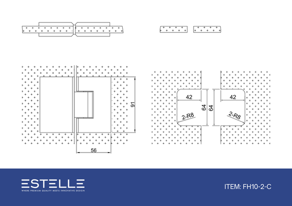 Stealth Glass to Glass 180 Degree Hinge Polished Chrome