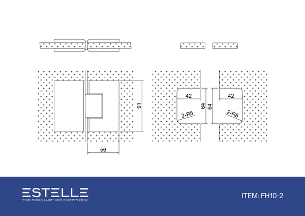 Boston Glass to Glass 180 Degree Hinge Matte Chrome