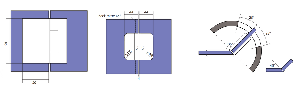 Stealth Glass to Glass 135 Degree Hinge Satin Nickel