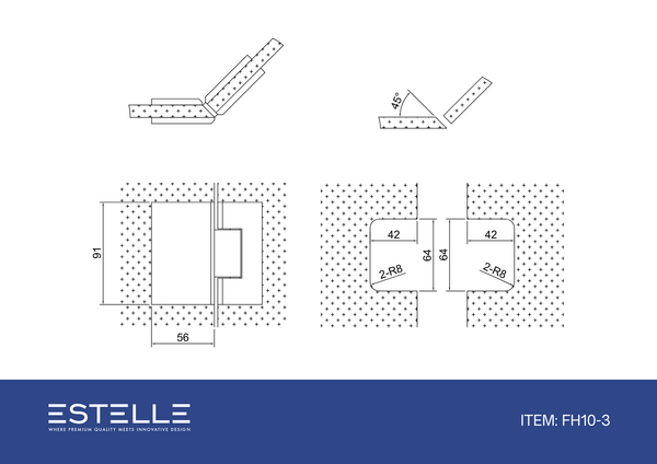 Boston Glass to Glass 135 Degree Hinge Antique Brass