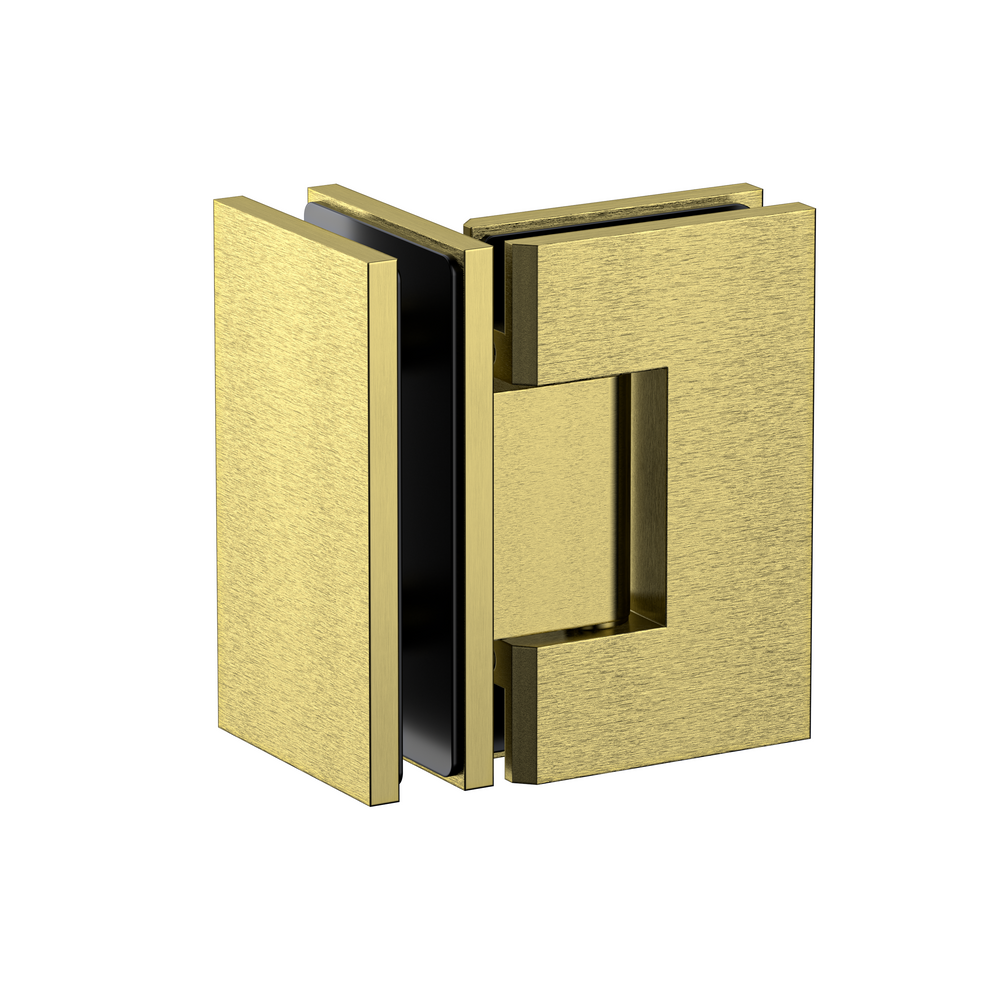 Boston Heavy Duty Glass to Glass 90 Degree Hinge Brushed Brass