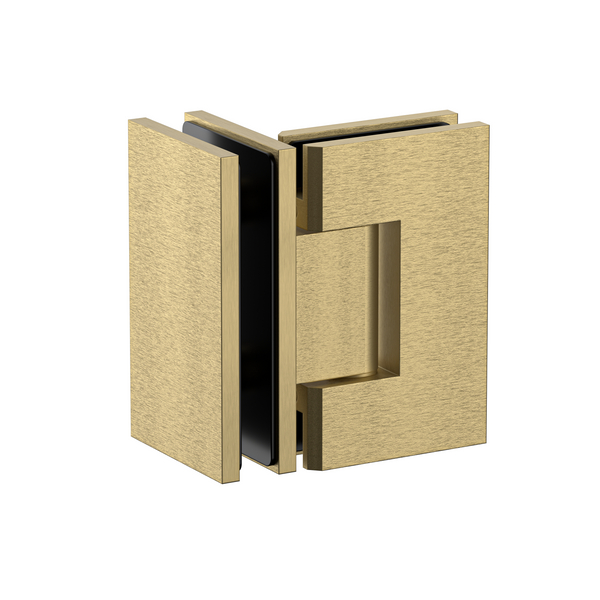 Boston Glass to Glass 90 Degree Hinge Soft Gold Brushed