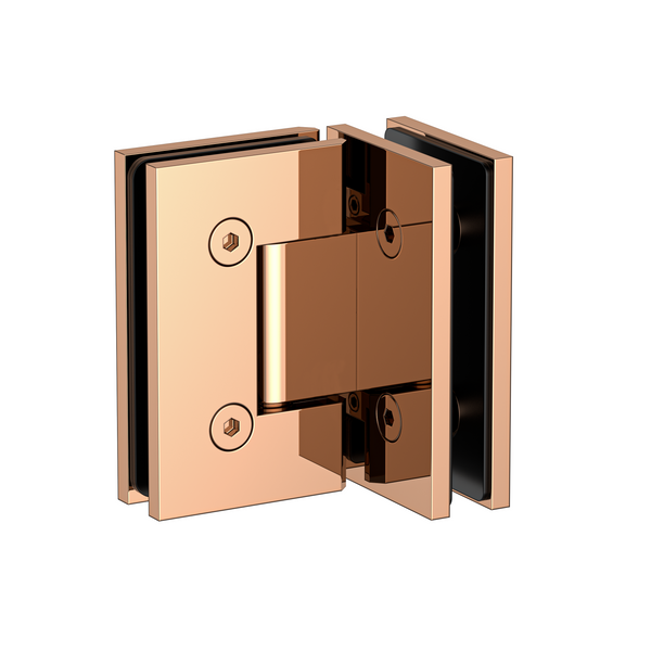Boston Heavy Duty Glass to Glass 90 Degree Hinge Polished Rose Gold