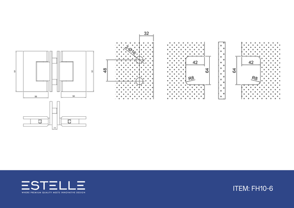 Boston Door to Panel 90 Degree Hinge Polished Chrome