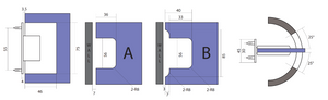 Boston Wall to 6-8mm Glass Hinge with T Type Mounting Plate - Polished Gold