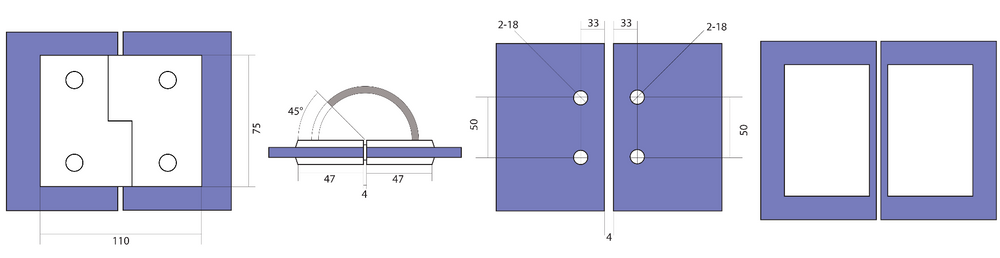 Boston Glass to Glass 180 Degree Right Hand Bifold Hinge Satin Nickel
