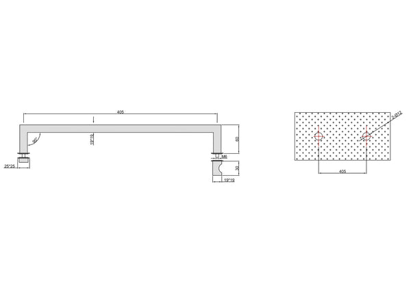 Square Towel Rail 430mm with FEK Door Knob Matte Black