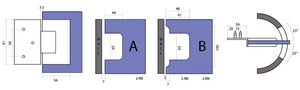 Boston Wall to Glass Hinge with 180 Degree Type Mounting Plate - Polished Gold