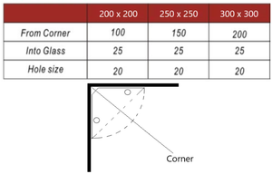 Radius Glass Shelf with Mounted Bracket Holes