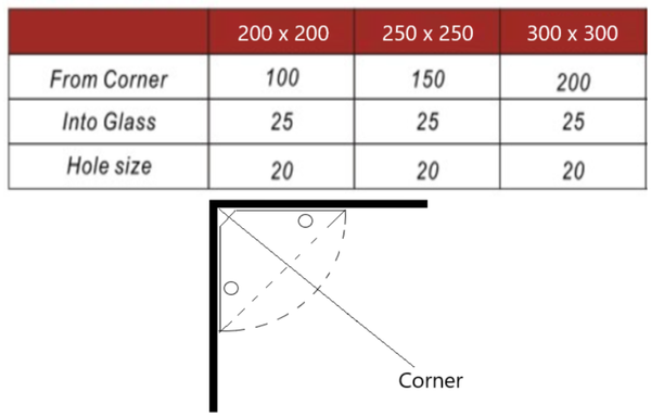 Radius Glass Shelf with Mounted Bracket Holes
