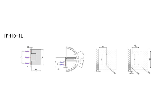 Industry Wall to Glass 90 Degree Hinge with L Type Mounting Plate - Soft Gold Brushed
