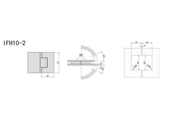 Industry Glass to Glass 180 Degree Hinge Soft Gold Brushed