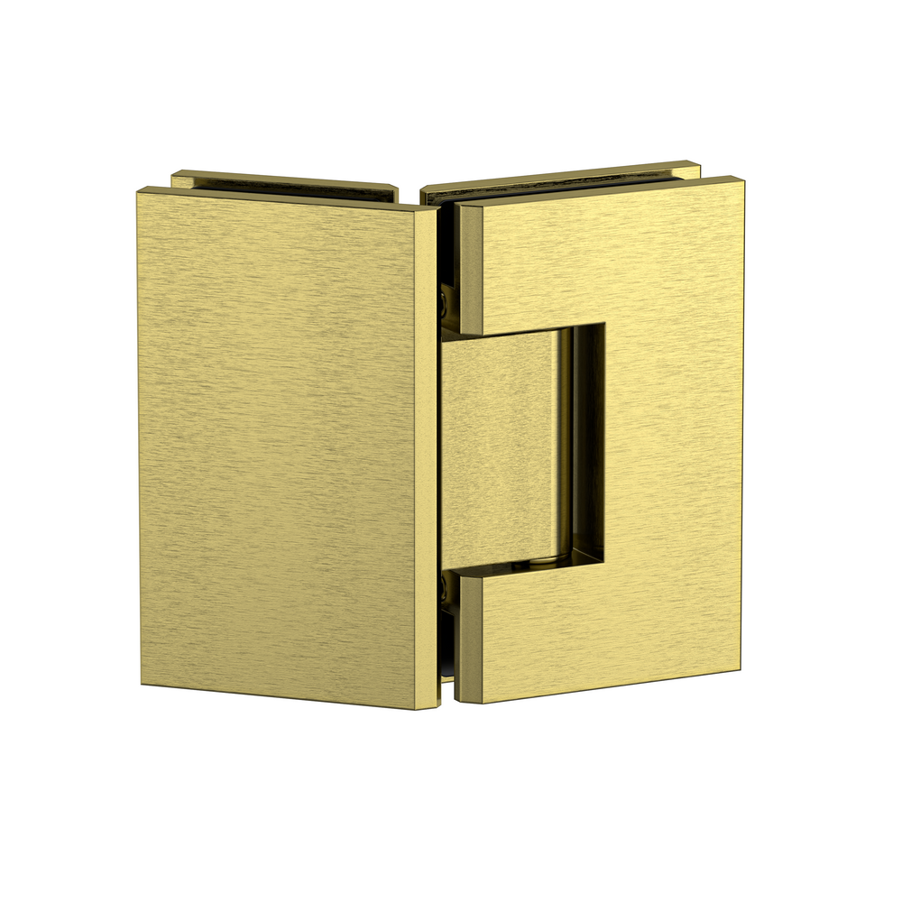 Industry 135 Degree Glass to Glass with Adjustable Angle Brushed Brass