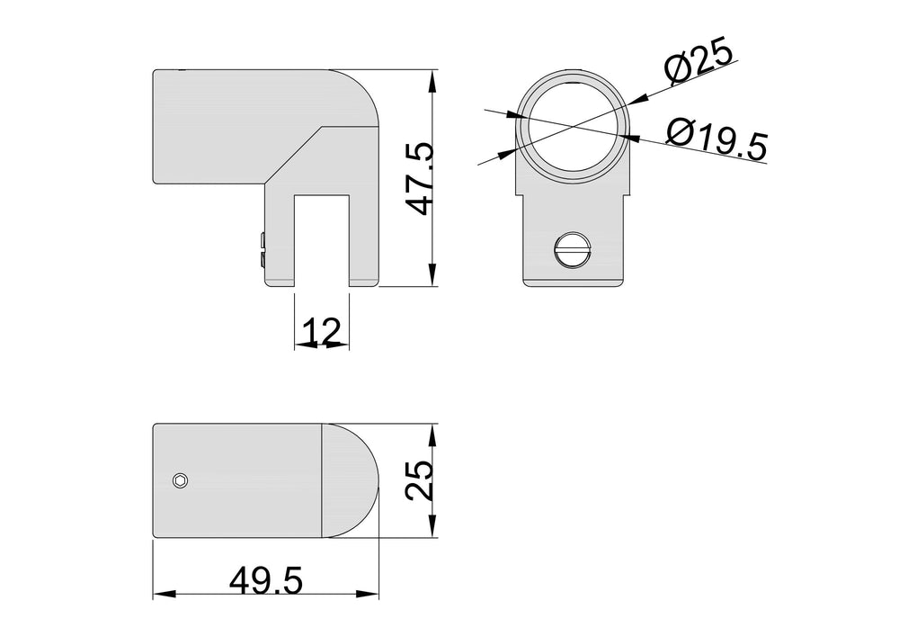 Round Adjustable Glass to Rail Fitting Polished Chrome
