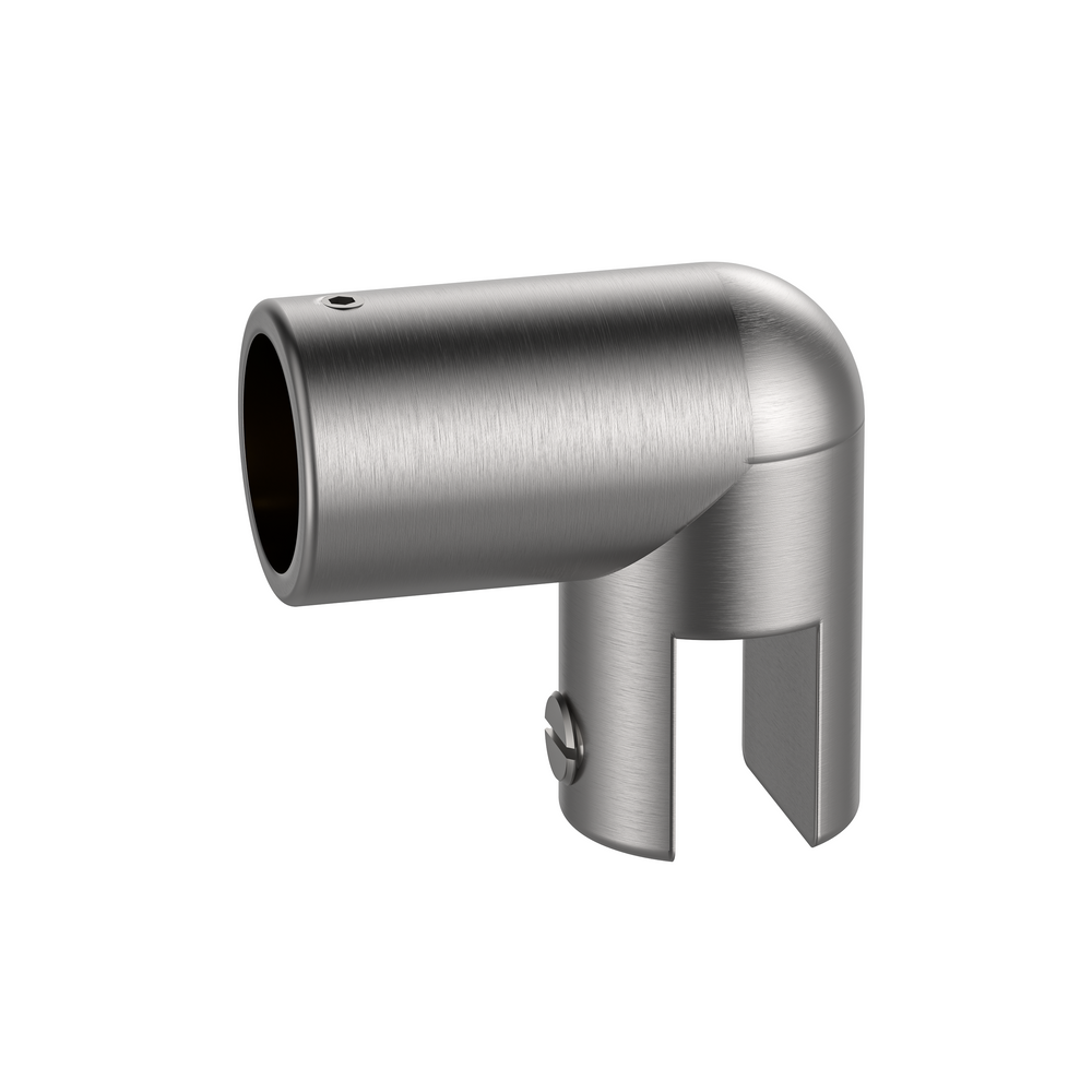 Round Adjustable Glass to Rail Fitting Satin Nickel