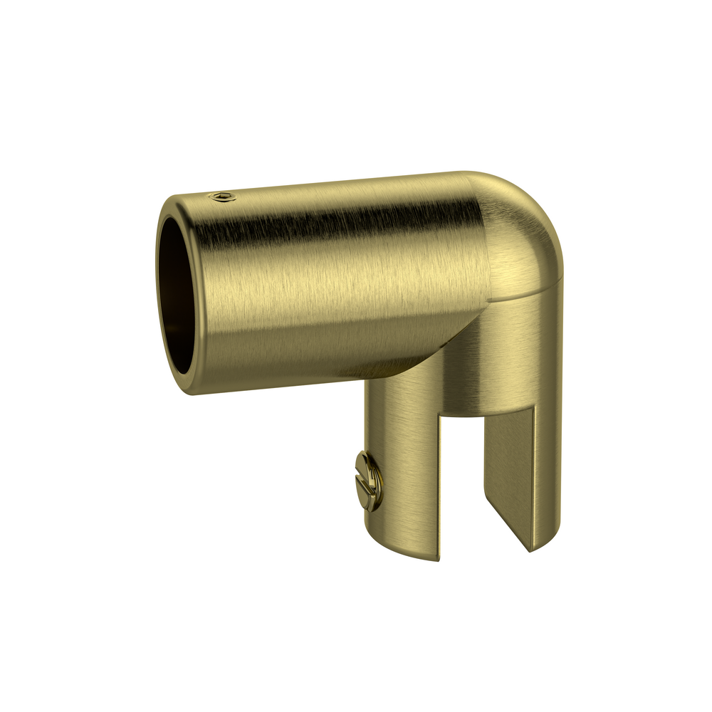 Round Adjustable Glass to Rail Fitting Raw Brushed Brass