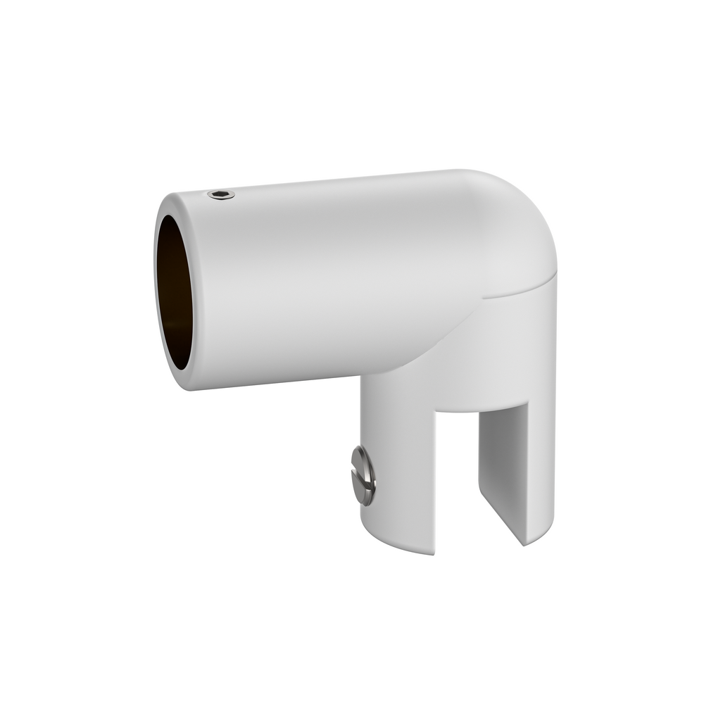 Round Adjustable Glass to Rail Fitting White