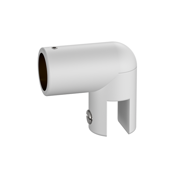 Round Adjustable Glass to Rail Fitting White
