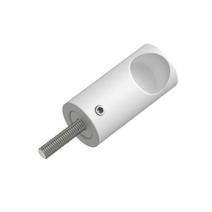 Round DIY Glass to Rail Fitting with Thread White