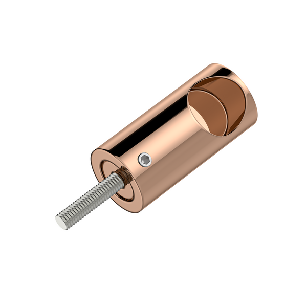 Round DIY Glass to Rail Fitting with Thread Polished Rose Gold
