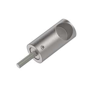 Round DIY Glass to Rail Fitting with Thread Satin Nickel