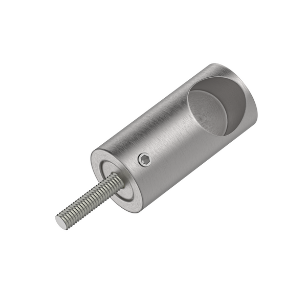 Round DIY Glass to Rail Fitting with Thread Satin Nickel