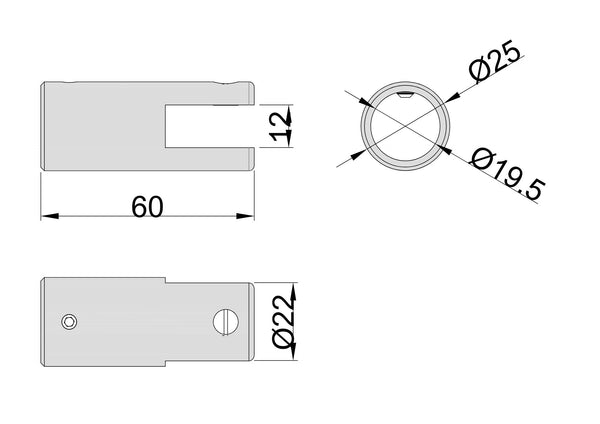 Round 180 Degree Inline Ceiling to Glass Fitting Brushed Brass