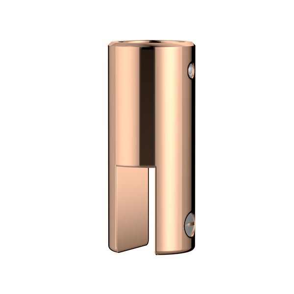 Round 180 Degree Inline Ceiling to Glass Fitting Polished Rose Gold