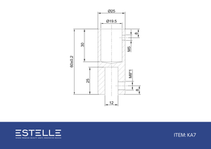 Round 180 Degree Inline Ceiling to Glass Fitting Brushed Brass