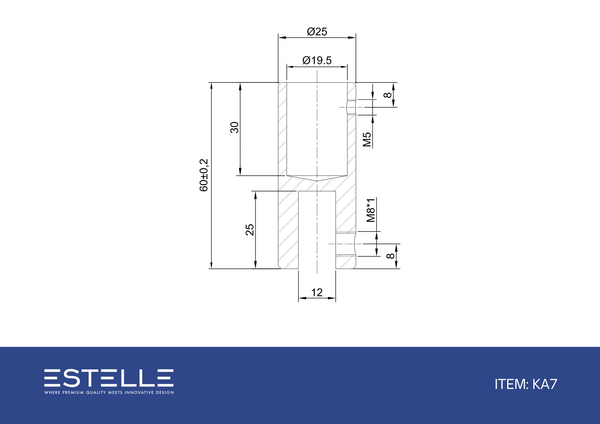 Round 180 Degree Inline Ceiling to Glass Fitting Brushed Brass