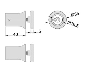 Glass to Rail Fitting KA8 Brushed Brass