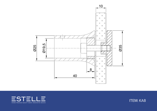 Glass to Rail Fitting KA8 Polished Chrome