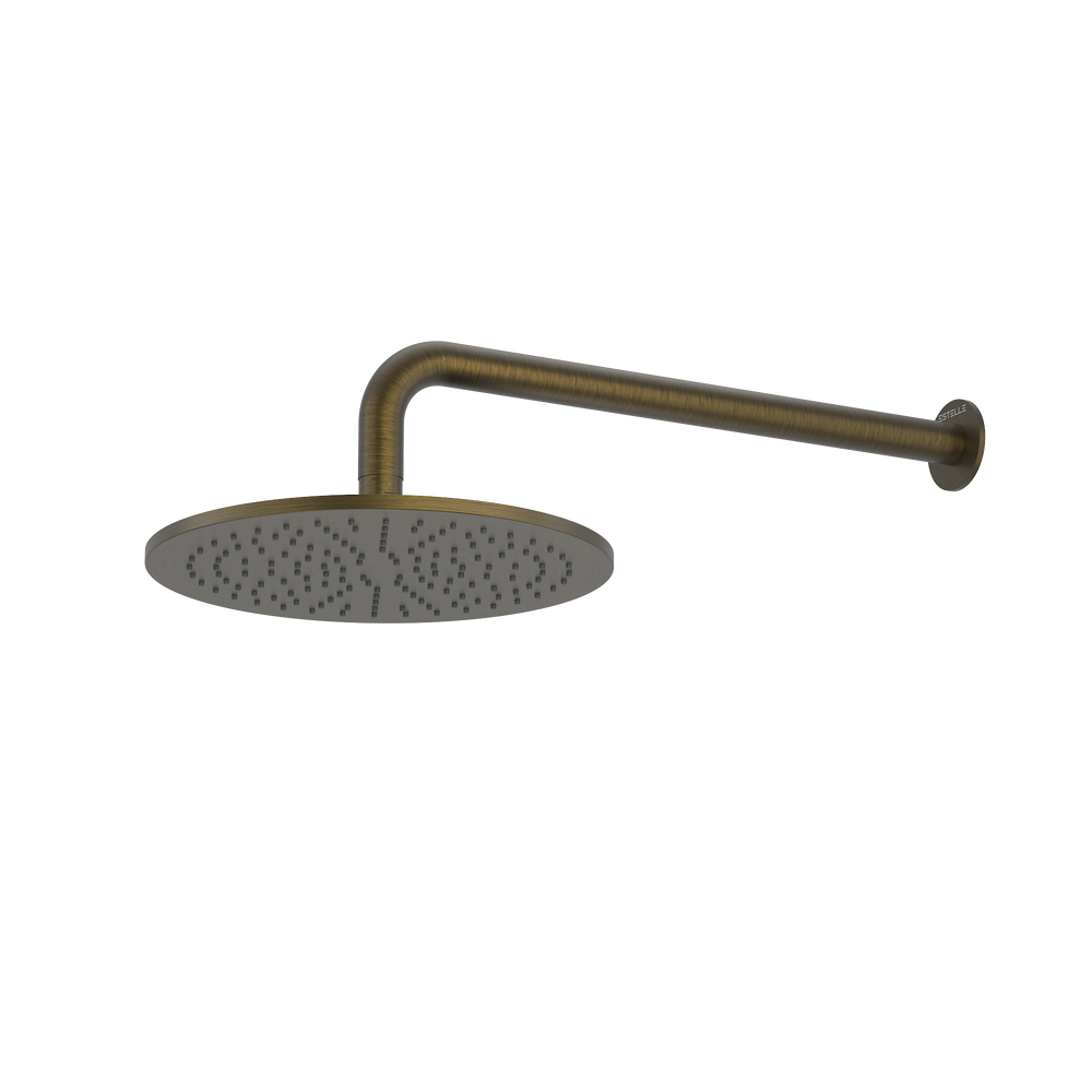 Pinnacles Wall Mount Shower Head and Arm Antique Brass