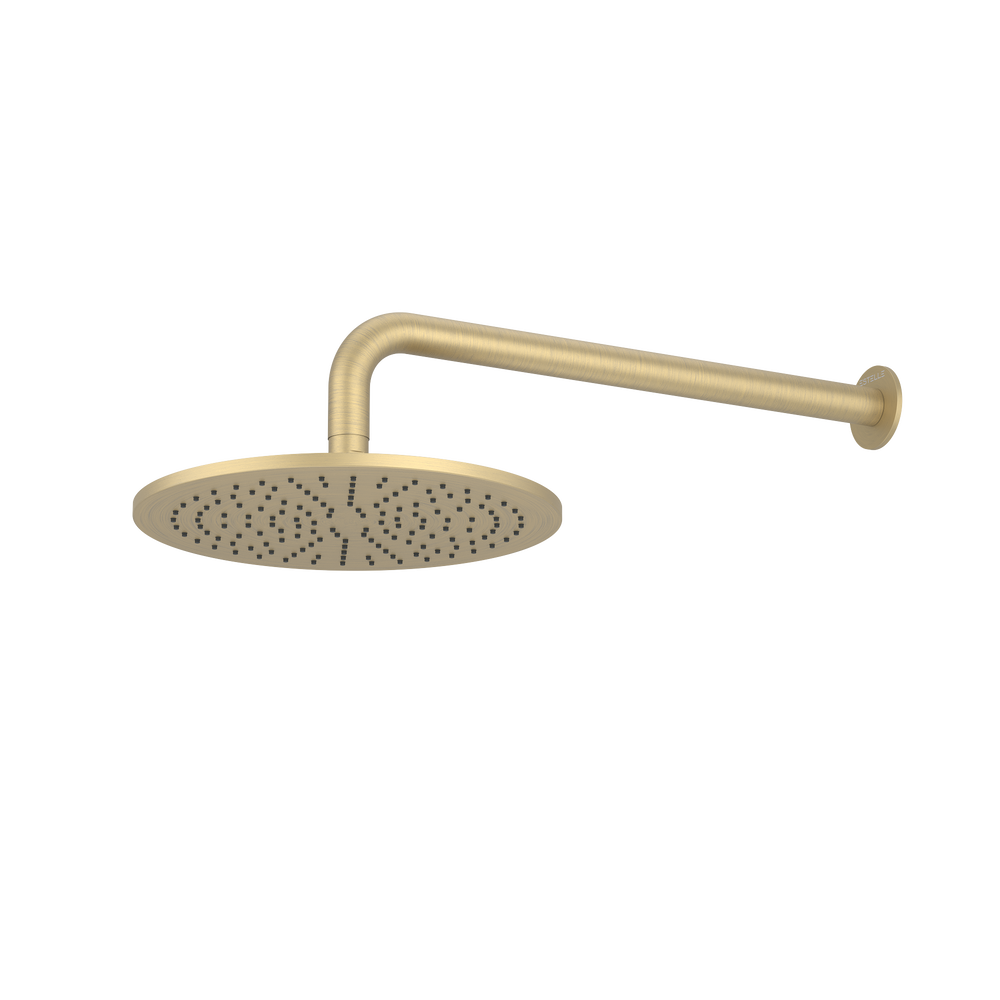 Pinnacles Wall Mount Shower Head and Arm Soft Gold Brushed