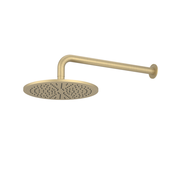 Pinnacles Wall Mount Shower Head and Arm Soft Gold Brushed