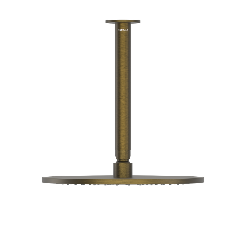 Pinnacles Ceiling Shower Arm and Head Antique Brass