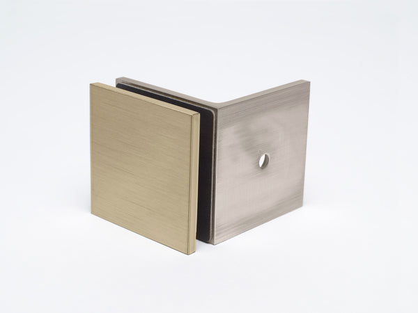 Industry Boutique 90 Degree Wall to Glass Bracket - Luxe Brushed Brass