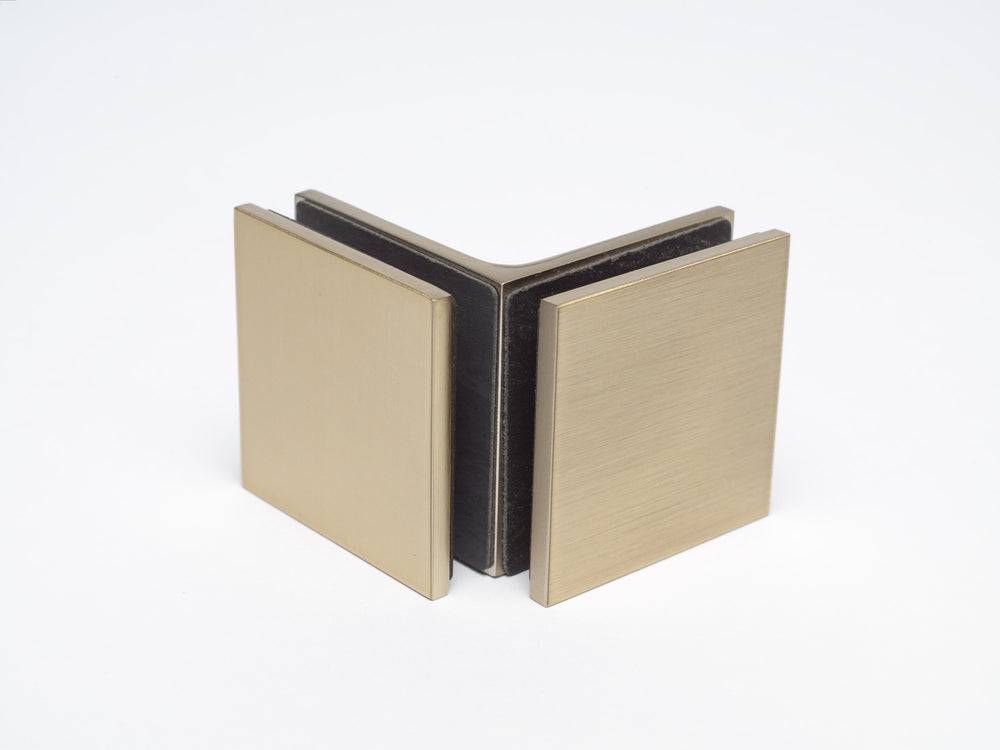 Boutique Range Glass to Glass 90 Degree Bracket - Luxe Brushed Brass