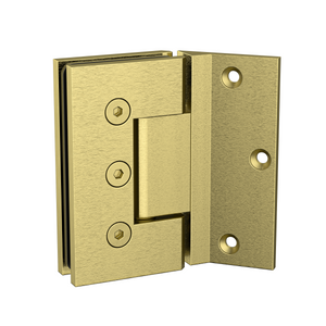 Boston Heavy Duty LARGE Wall to Glass Hinges with 135 Degree Type Mounting Plate- Raw Brushed Brass
